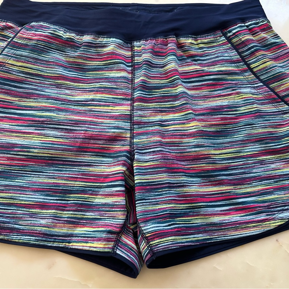 Lands' End Red and Pink Athletic Swim Shorts
